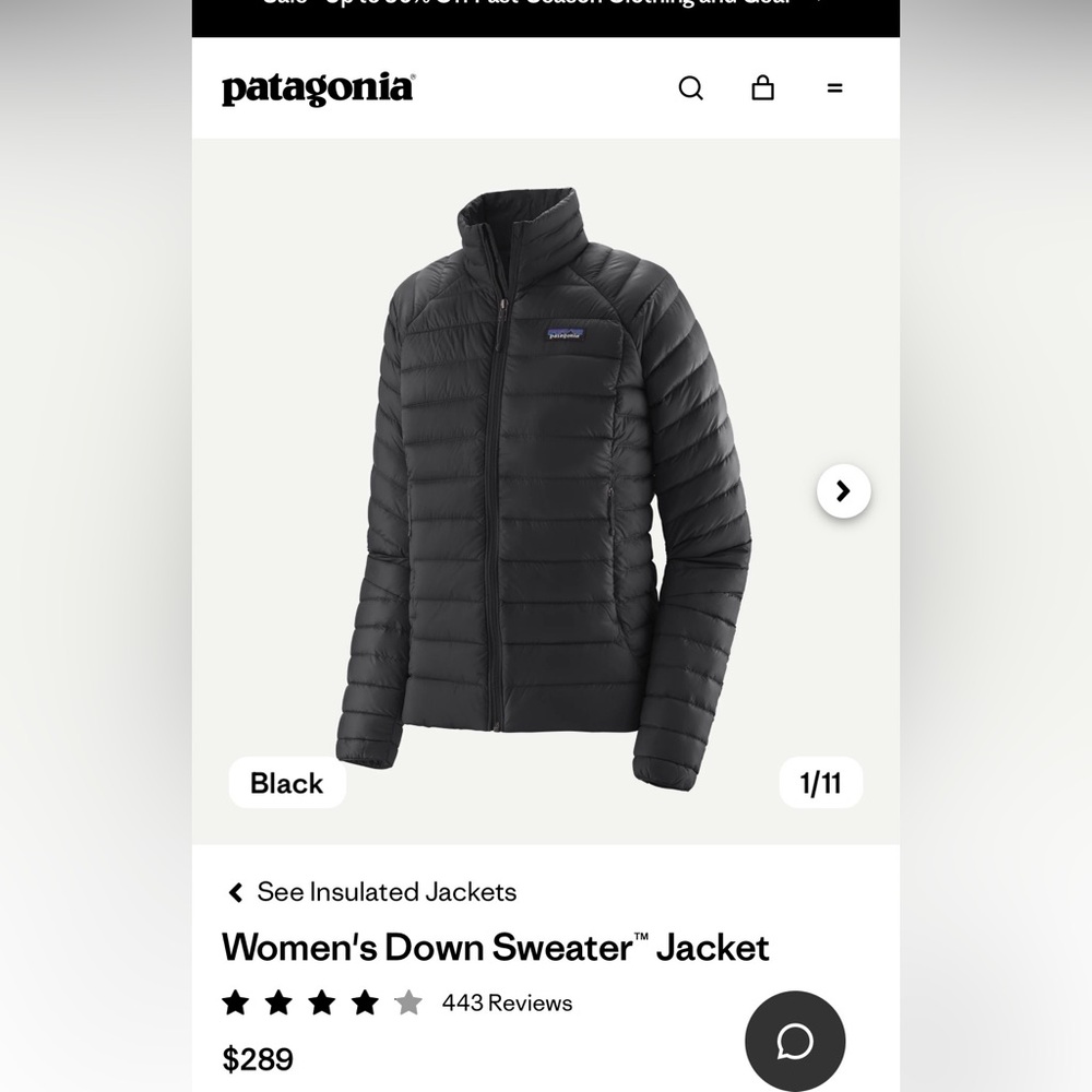 Patagonia Women's Black Puffer Jacket - Picture 6 of 6